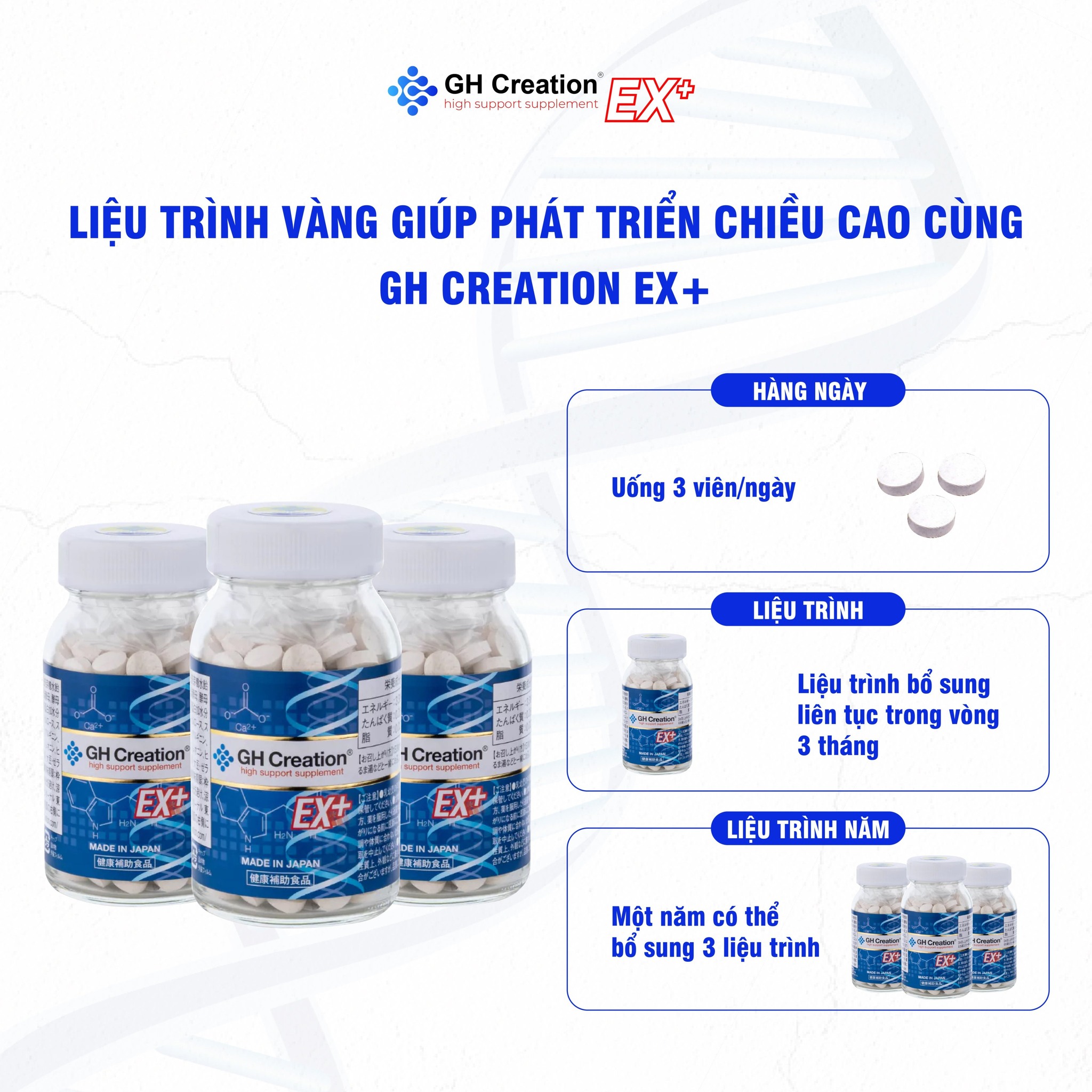 Viên uống tăng chiều cao GH Creation Ex Nhật Bản lọ 270 viên